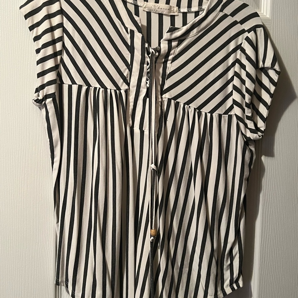 Elegant Black and White Striped Women's Blouse